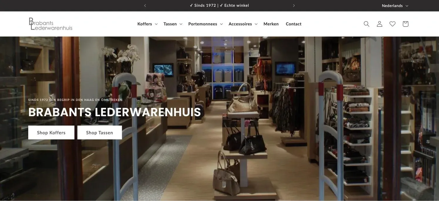 The Brabants Lederwarenhuis webshop homepage
